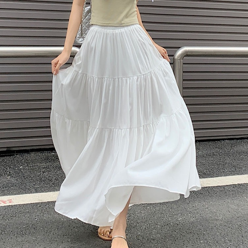 2024新款 白色半身长裙女夏季 长款 半身裙垂感a字大摆长裙到脚踝