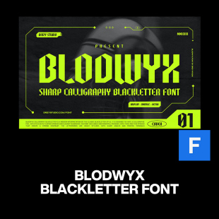科幻机能潮牌标识海报封面标题装 饰英文字体 Blodwyx创意潮流时尚