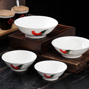 经典 公鸡斗碗复古家用 陶瓷传统广东鸡公碗斗笠碗大怀旧老式