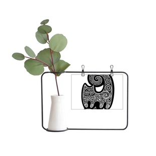 黑白猫鱼花纹图画金属相框陶瓷花瓶装 饰