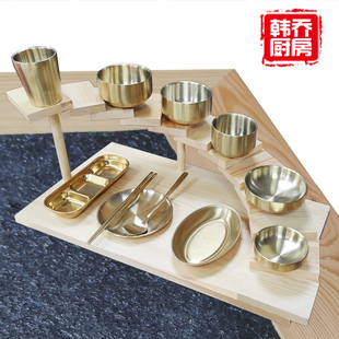金色餐具304金色盘金碗双层钢餐具出口韩国金餐具韩国订单金色盘