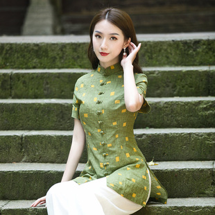 女中国风旗袍式 上衣女夏年轻款 筠雅唐装 禅意女装 素衣休闲茶服中式