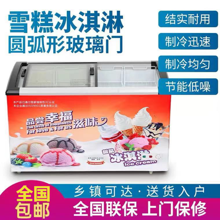 雪糕柜冷冻展示柜节能省电商用冷冻速冻冰柜玻璃门饮料冷柜