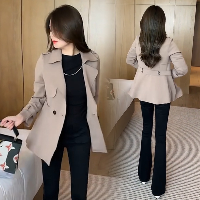 时尚 韩版 春季 小个子中长款 2024新款 外套女装 爆款 气质收腰显瘦风衣