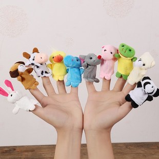 手套指偶毛绒玩具手偶娃娃动物新生儿宝宝0 1岁婴儿安抚手指玩偶