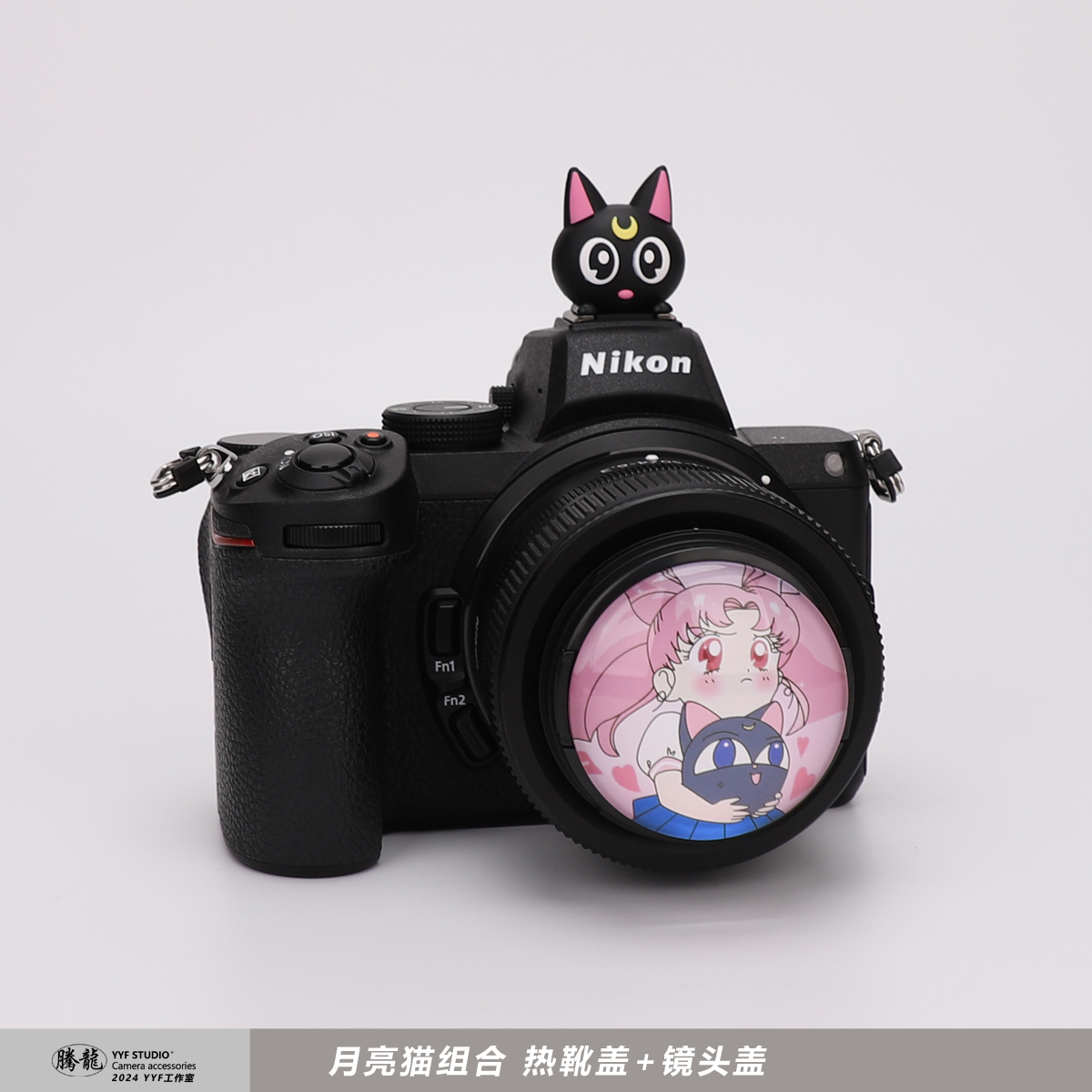 月亮猫相机卡通镜头盖热靴M50小痰盂49mm适用索尼富士尼康佳能R50