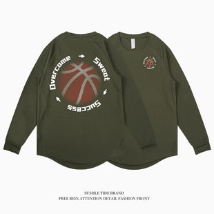 篮球训练投篮服宽松运动上衣 T恤美式 新款 日落篮球秋季 男速干长袖