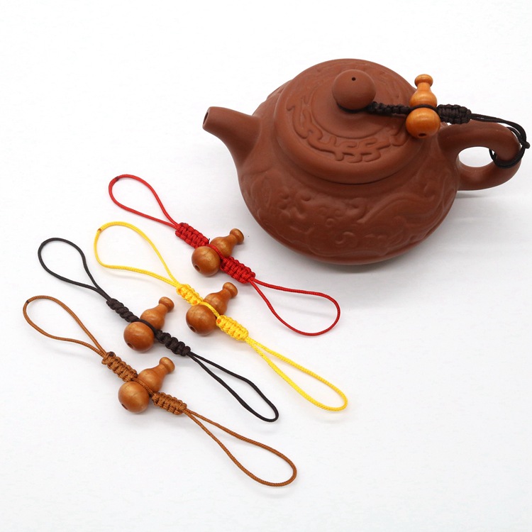 桃木葫芦手工编织茶壶绳水杯绳子防摔个性 紫砂壶茶道配件绑壶绳