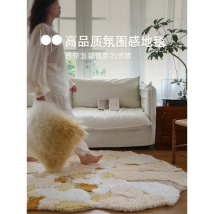 地毯客厅2023新款 卧室地垫加厚不规则高级异形床边毯长毛可 新款