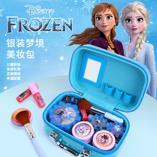 迪士尼儿童化妆品套装 小女孩化妆盒玩具艾爱莎公主指甲油无毒彩妆
