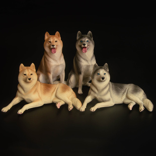 仿真动物模型玩具狗狗西伯利亚雪橇犬哈士奇宠物汽车摆件儿童礼物