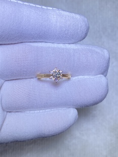 18kK玫瑰金紫金彩金镶嵌天然南非30分钻石六爪一克拉效果女士戒指