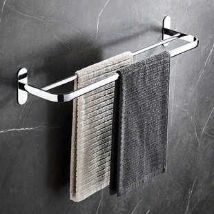 不锈钢毛巾架免打孔卫生间加长加厚厕所壁挂件浴室单杆双杆毛巾杆