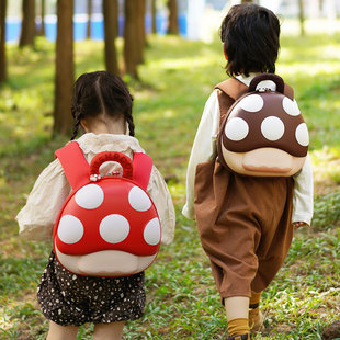 幼儿园儿童蘑菇书包小背包男孩女孩幼儿园女宝宝男童外出春游女童