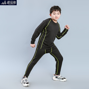 胖男童速干衣运动套装 足球篮球服打底紧身衣青少年男孩体能训练服