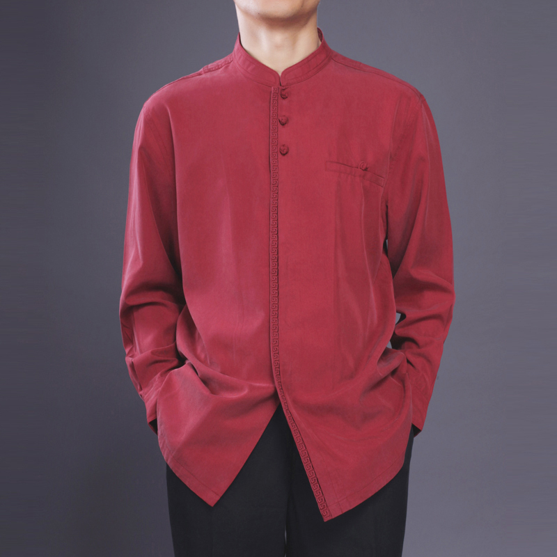 百福龙时尚 民族风唐装 民族服装 高档中国风立领刺绣衬衫 衬衣 长袖