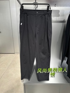 B1GBD2148 太平鸟男装 黑色薄款 休闲宽松直筒休闲裤 新款 2023年夏季