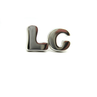 名字耳钉925纯银字母渡白金LC耳针可做26个字母耳环定制订做