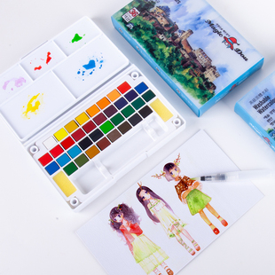 固体水彩颜料套装 36色24色入门初学者绘画工具分装 便携式 儿童无毒