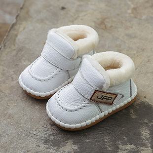 雪地靴1 婴儿软底秋冬季 真皮男婴幼儿女宝宝学步鞋 保暖加绒棉鞋