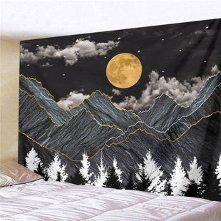 黑色森林星空大背景布ins挂布墙面装 饰画布床上床头卧室直播挂毯