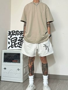 短裤 男夏季 嘻哈五分裤 设计感小众大裤 子美式 衩 潮流篮球运动裤