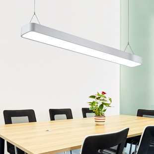 圆角LED长条灯办公室吊灯现代日光灯条形办公照明铝材灯具吊线灯