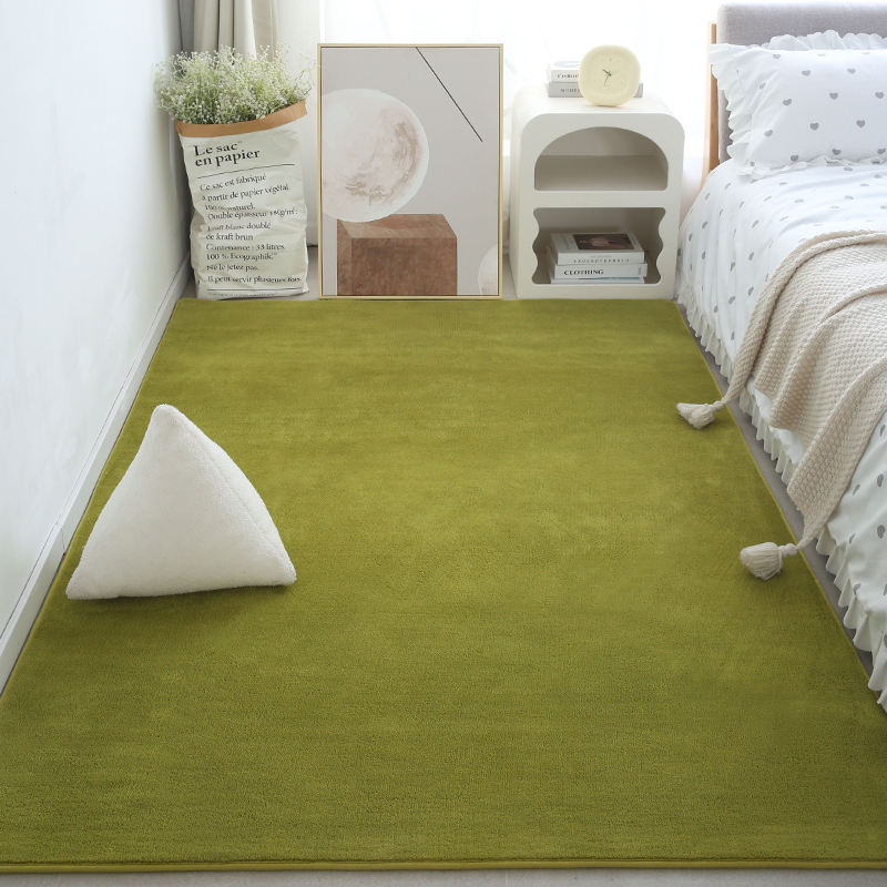 轻奢短毛地毯卧室绿色床边毯儿童房大面积幼儿园爬行玩具隔音地垫