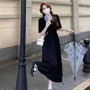 胖妹妹高级感法式 赫本风黑色连衣裙女夏季 气质显瘦吊带裙套装 大码