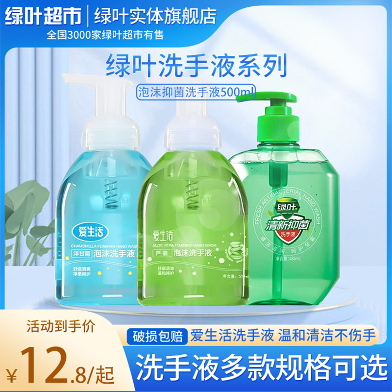 2瓶装 绿叶爱生活洋甘菊泡沫洗手液温和洁净泡沫丰富家用正品