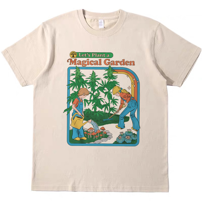 T恤复古vintage男女宽松休闲短袖 tshirt 让我们种一个魔法花园美式