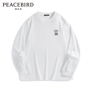 T恤B1CPD4376 长袖 2024冬款 太平鸟男装 白色绣花织标简约基础打底衫
