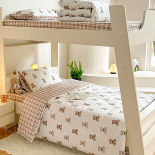 纯棉学生宿舍单人床三件套100全棉床单被套被罩卡通印花床上用品3