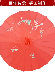 红色油纸伞中国风古典江南舞蹈伞工艺伞跳舞演出道具装 饰伞绸布伞