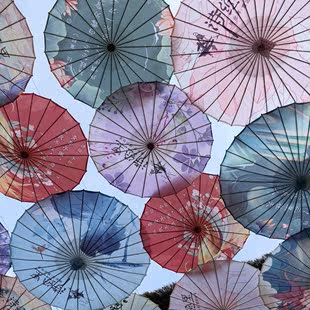 来图各种尺寸防雨防晒油纸伞舞蹈伞装 饰吊顶伞复古工艺绸布伞