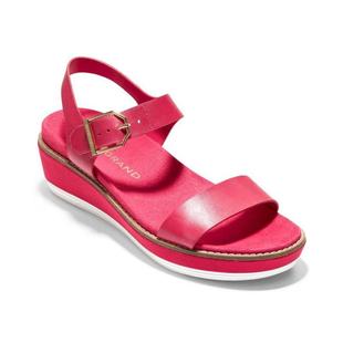 Haan可汗女鞋 凉鞋 Cole 正品 11703274 皮质一字带粉色高跟坡跟夏季