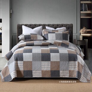 通用床单 高档绗缝被床盖三件套100%全棉四季 双面纯棉欧式 美式 新款