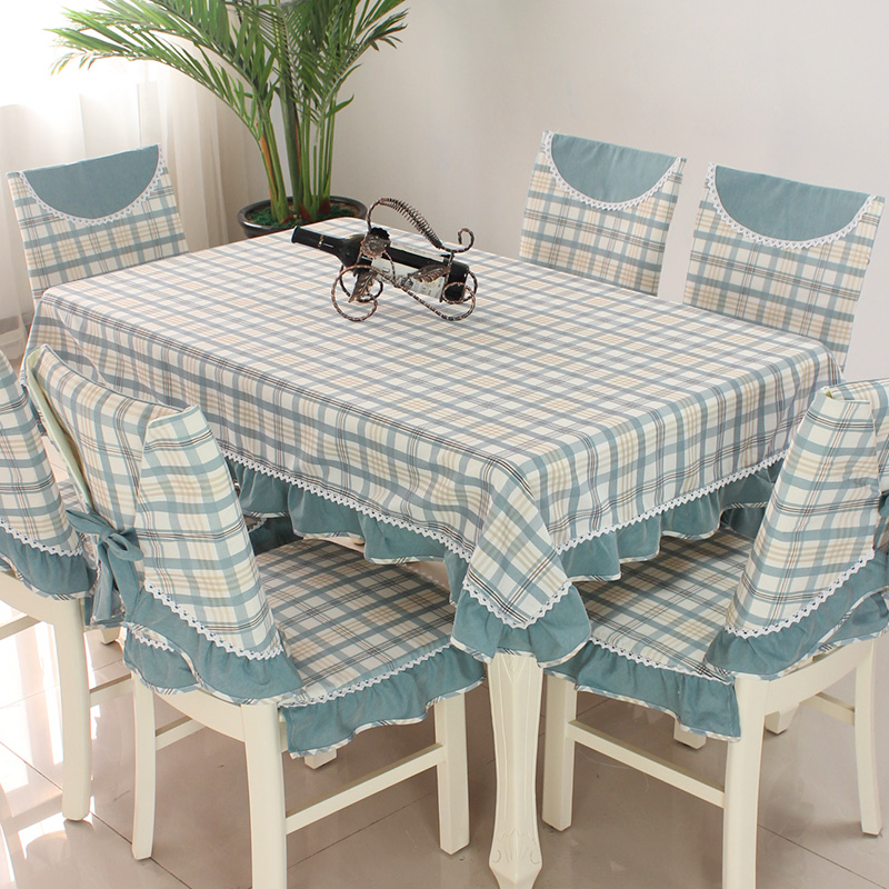 茶几桌布布艺长方形台布现代防水餐桌布椅垫餐椅套装 家用椅子套罩