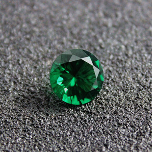 大师级切工圆形钻石底祖母绿宝石裸石戒指面戒面绿色石亮丽强火彩
