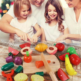 宝宝木制水果蔬菜切切看切切乐磁性切水果玩具儿童仿真过家家游戏