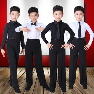 男孩拉丁舞服装 儿童规定标准考级服男童练功服少儿白色舞蹈演出服