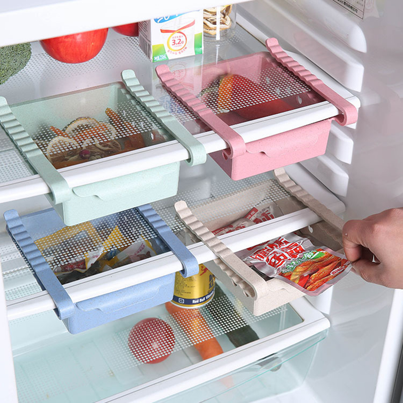 冰箱保鲜收纳盒小内部置物悬挂式 分隔保鲜盒储物盒冷冻托盘 抽拉式