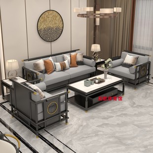 新中式 高级灰沙发客厅别墅禅意轻奢现代简约中式 沙发组合全屋套装