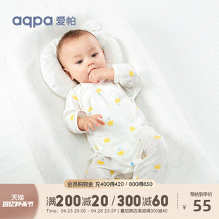 aqpa夏季 新生儿新品 纯棉连体衣婴儿绑带哈衣男女宝宝薄长袖 和尚服