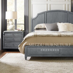 美式 实木床头柜 主卧床柜北欧风格 双人床头柜现代边柜全屋定制