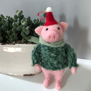 粉色小猪毛毡生活羊毛毡戳戳乐成品DIY羊毛手工居家装 饰挂件