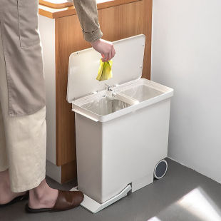 赟娅厨房分类垃圾桶干湿分离垃圾桶家用大容量垃圾回收桶带盖脚踩