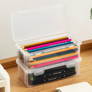 铅笔收纳盒大容量透明文具收纳盒笔筒装 彩铅儿童蜡笔绘画素描笔袋