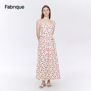 新品 Fabrique6A级桑蚕丝棉印花吊带连衣裙女2024夏季