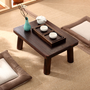 日式 禅意榻榻米矮脚坑桌家用实木茶台桌子迷你飘窗桌小茶几地台桌